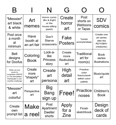 2025 Art Bingo Card