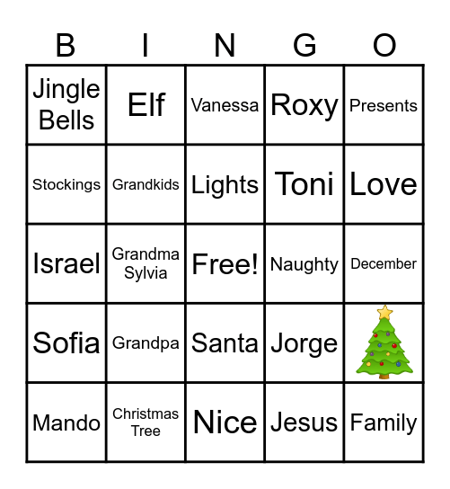 Carranza Christmas Bingo Card