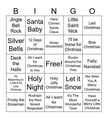 holiday Bingo Card