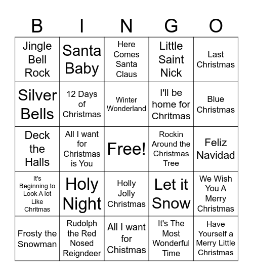 holiday Bingo Card