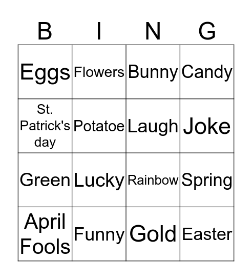Spring bingo Card