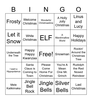 Holiday Bingo Card