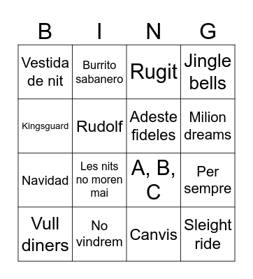 Bingo musical Bingo Card