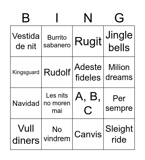Bingo musical Bingo Card