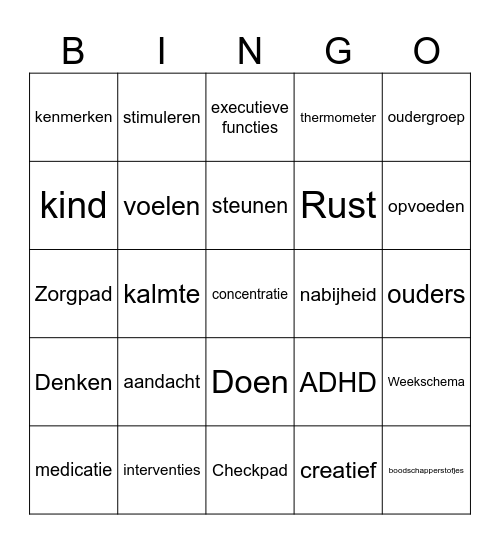 ADHD Bingo Card