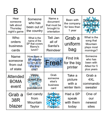 Office Party Bingo Card