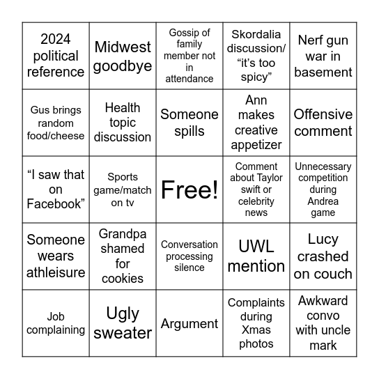 Christmas Bingo Card