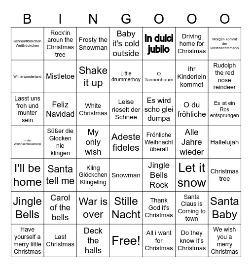 Weihnachtsbingo Card