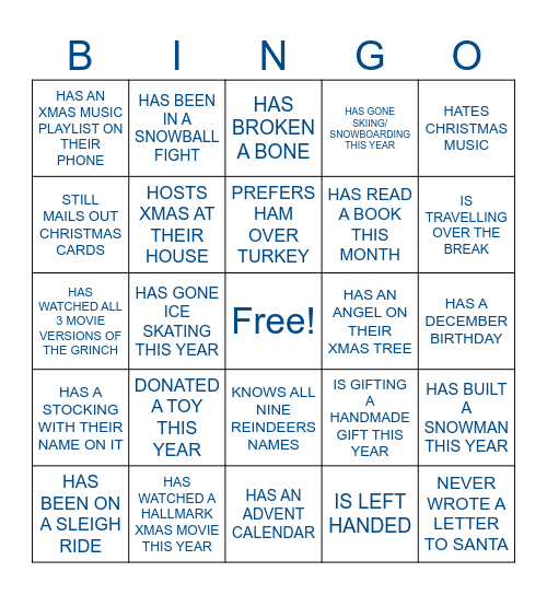 Bingo Mingle! Bingo Card