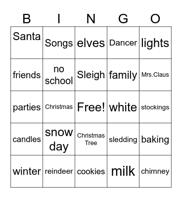 Holiday Bingo Card