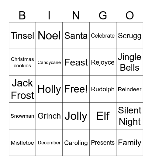 Shoreview Holiday Bingo Card