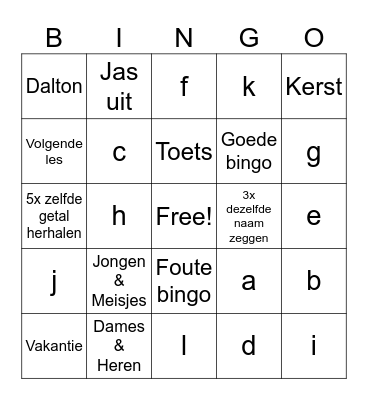 Frans Bingo Card