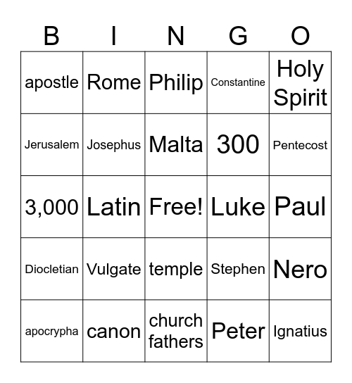 Unit 1-2 Bingo Card