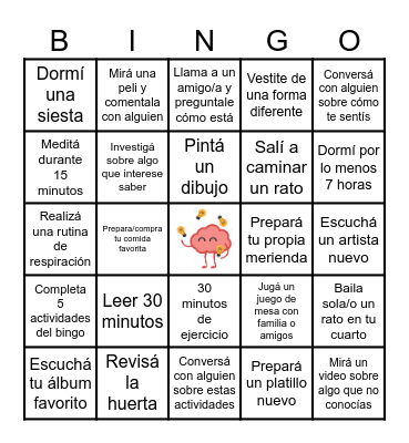 Salud mental Bingo Card