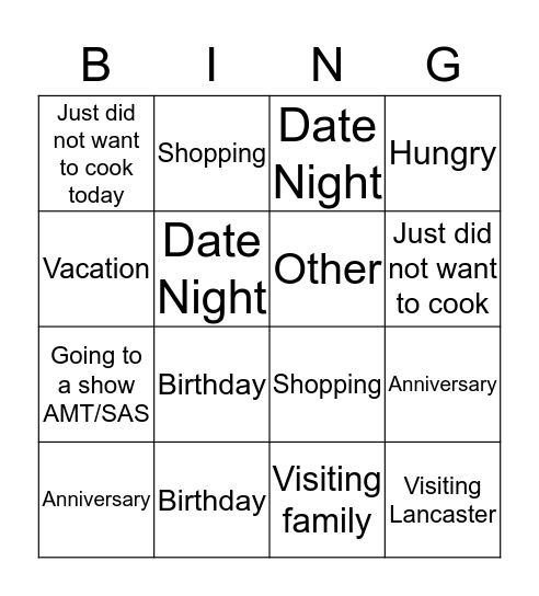 CELEBRATIONS! Bingo Card