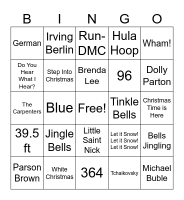 Christmas Music Bingo Card