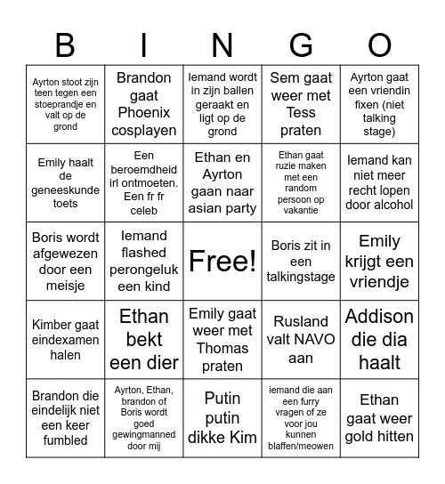 Addison Chi Chung Chim Bingo Card