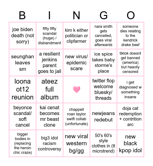 Blue's 2025 Bingo Card