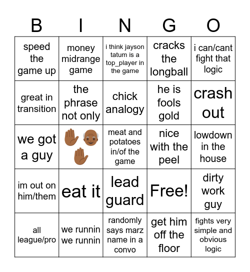 chilltwn bingo Card