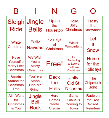 Christmas Bingo Card