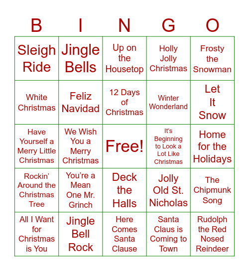 Christmas Bingo Card