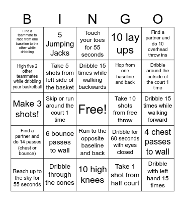 BASKETBALL Bingo Card