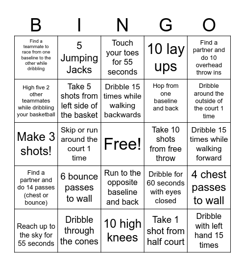 BASKETBALL Bingo Card