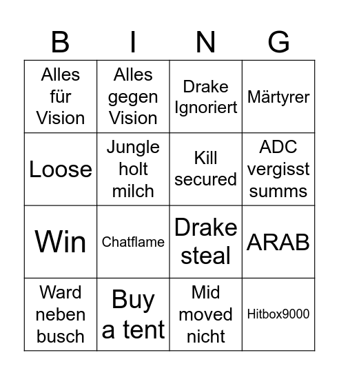 Botlane BS Bingo Card
