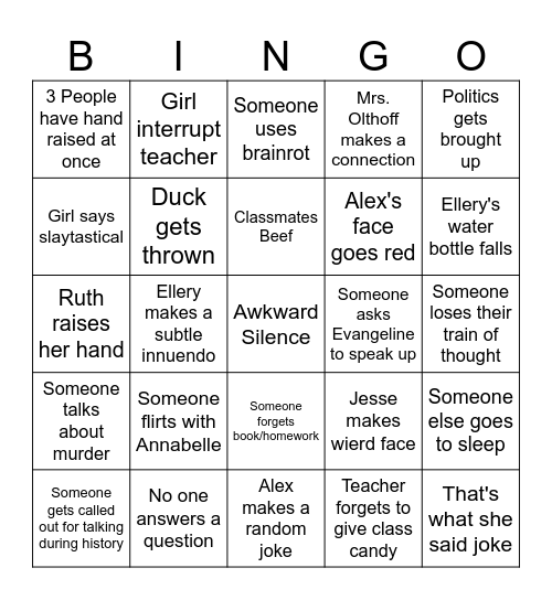 L2 Bingo Card