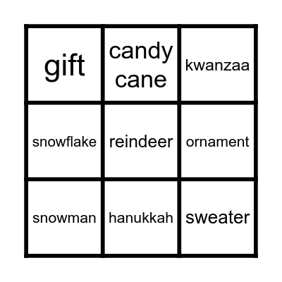 Holiday Bingo Card