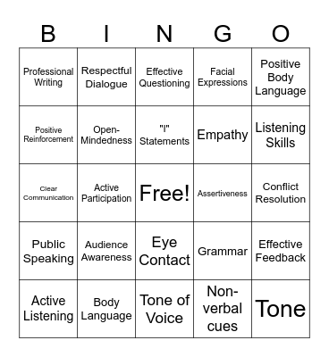 Communicating for Success Bingo Card