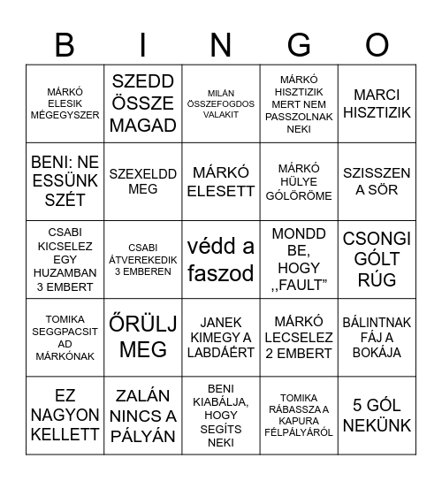 koli foci bingó Bingo Card