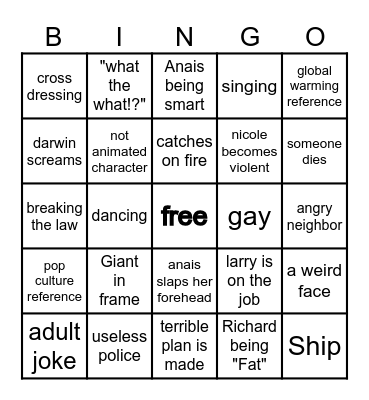 Amazing World of Gumball Bingo Card