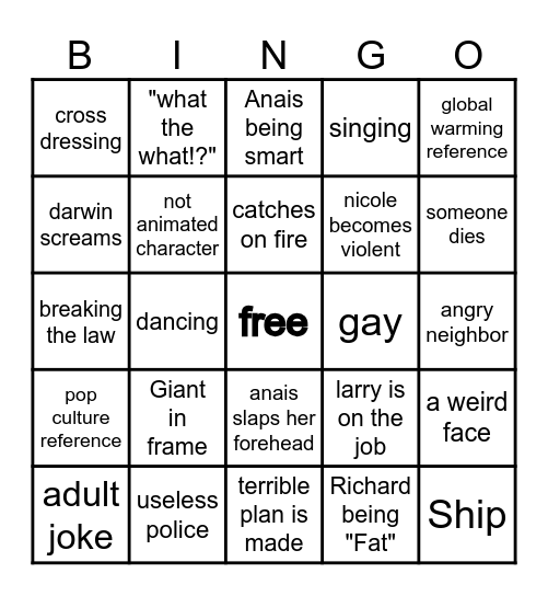 Amazing World of Gumball Bingo Card