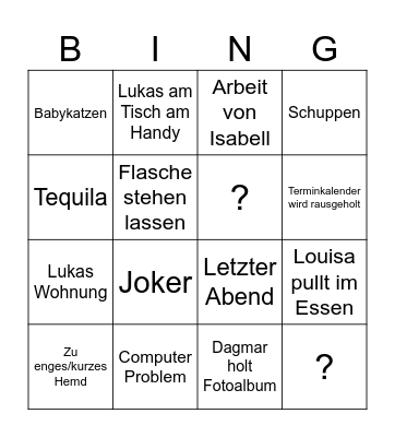 Family Bingo Card