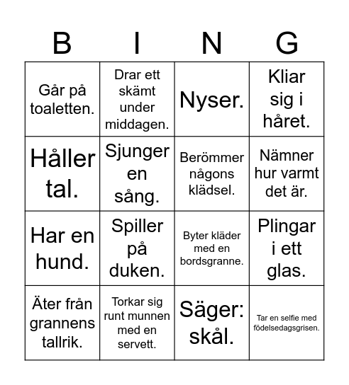 Någon.......... Bingo Card