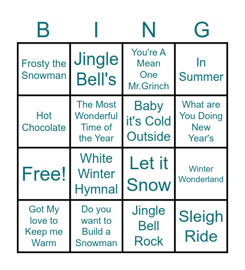 Winter Bingo Card