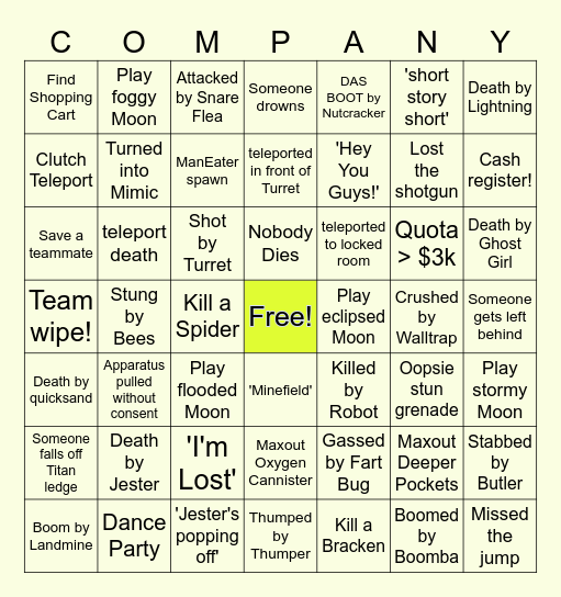 Lethal DRUKEN BINGO Card