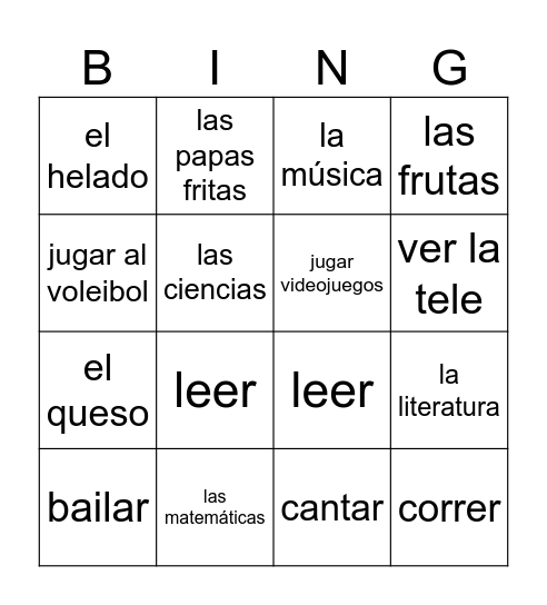 ¿Te gusta...? Bingo Card