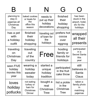 HOLIDAY CHEER BINGO Card