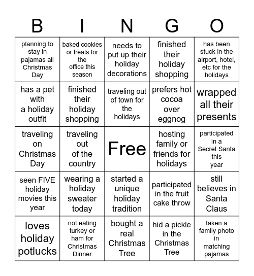 HOLIDAY CHEER BINGO Card