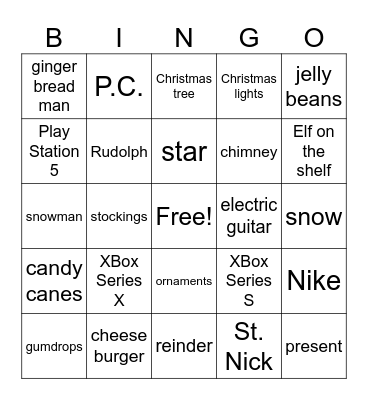 5th Grade Christmas Bingo Card