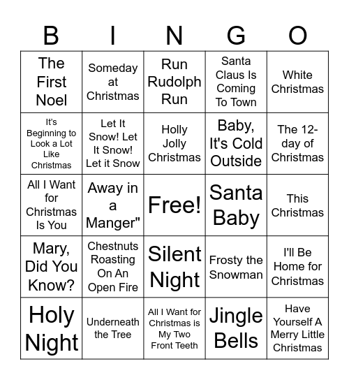 SOMOS Network Holiday Bingo Card