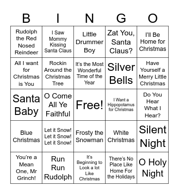 Hodge House Christmas Bingo Card