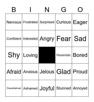 Emotions Bingo Card
