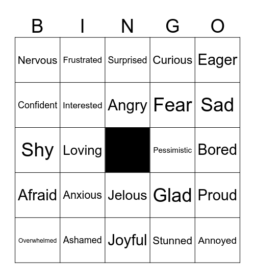 Emotions Bingo Card