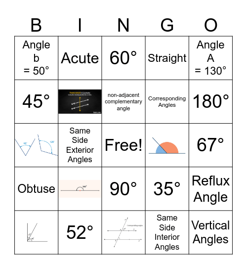 Angle Relationships Bingo Card
