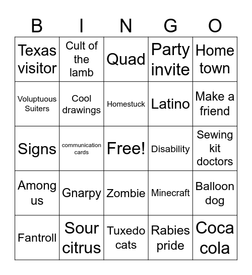 First Furry Con @ ANE 2025 Bingo Card