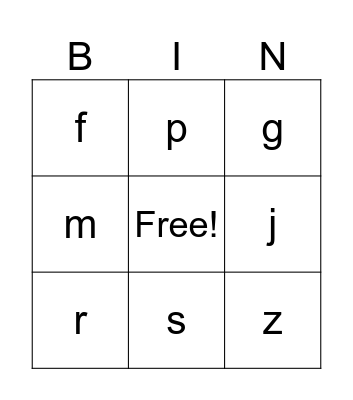 Level 0, Unit 3, Beginning and Ending Sounds Bingo Card