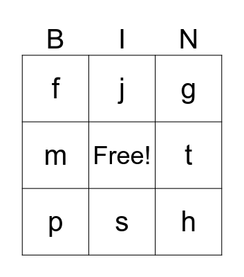 Level 0, Unit 3, Beginning and Ending Sounds Bingo Card